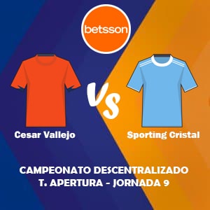 Apostar con Betsson, una de las mejores casas de apuestas Perú | César Vallejo vs Sporting Cristal (08 Abril) Pronósticos para la Liga 1 de Perú