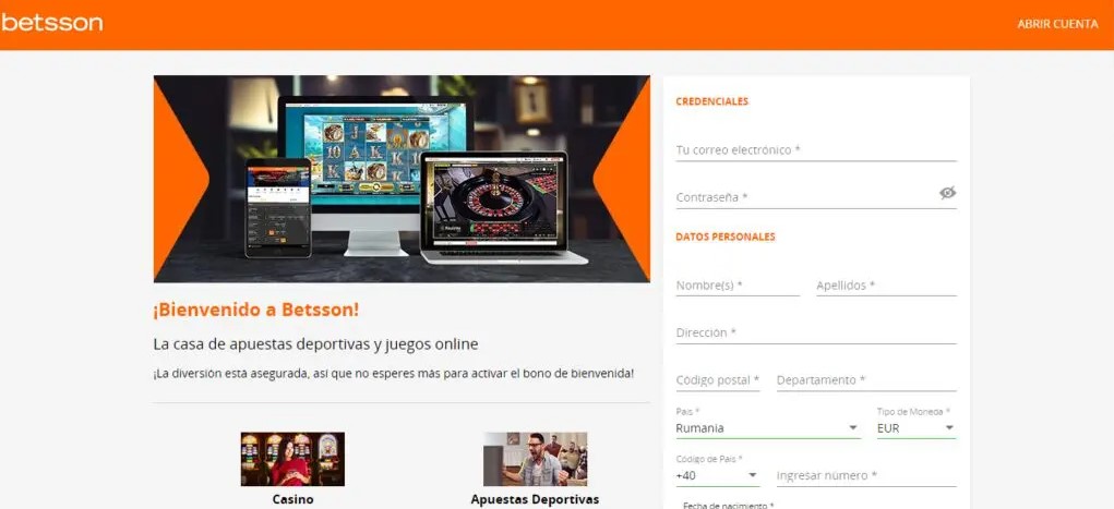 Registrase en Betsson