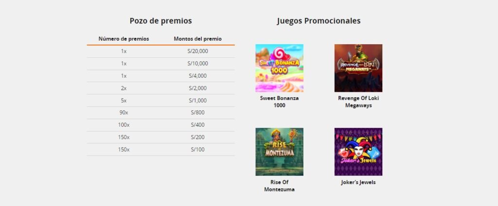 Pozo de premios y juegos promocionales de la promoción Tragamonedas de la suerte