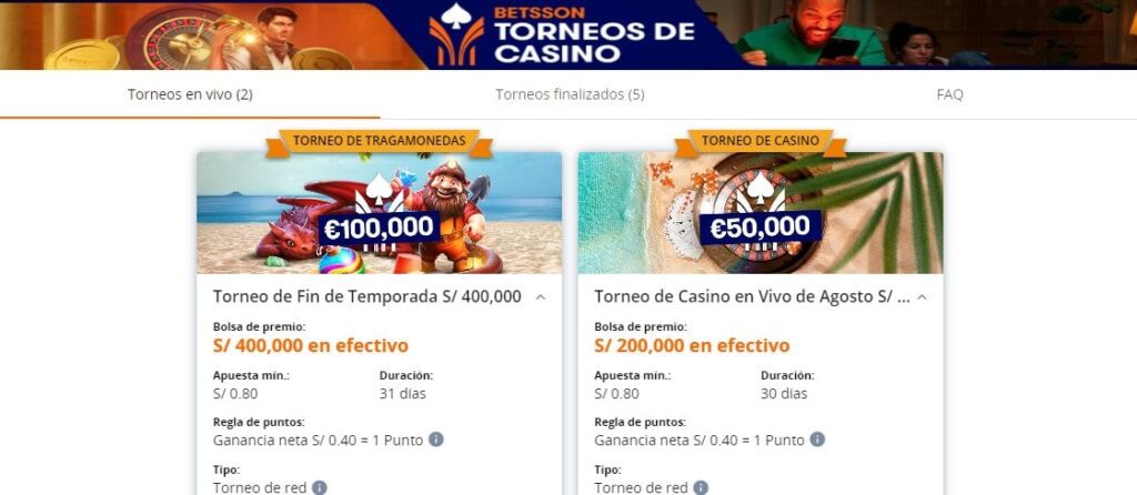 Torneos de casino de Betsson casino online